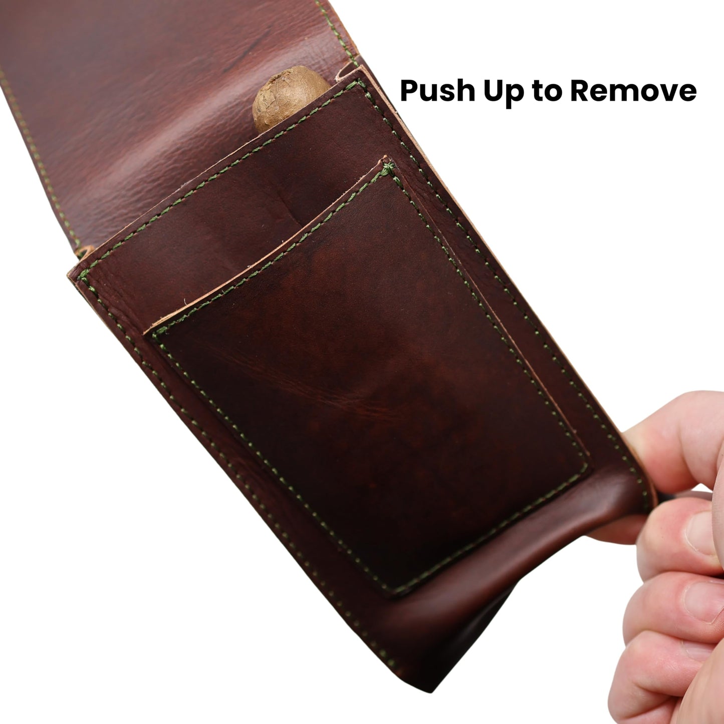 Havee Havanos Three Slot Cigar Case with Cutter Slot and Magnetic Closure - Handmade Genuine Leather Portable Cigar Accessory for Storage and Travel - Brown