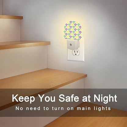 Mardi Gras Carnival Night Light, Colorful Fleur-de-lis Dusk to Dawn Night Light Plug in,0.5w Energy Saving Sleep Friendly NightLight for Kids Boys Girls Home Decor