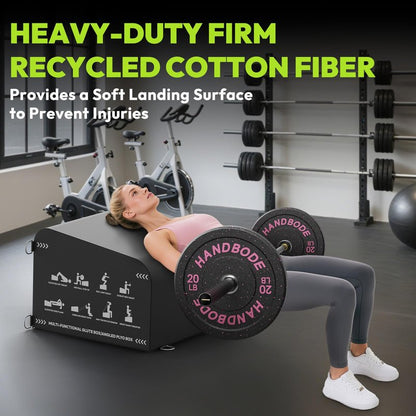 HANDBODE Hip Thrust Bench, Multi-Functional Slip-Free Hip Thrust Machine for Glute Bridge, Box Jump, Push-Ups, Squat, Ab Exercise, Suitable for Home & Gym, Includes 4ft Olympic Bar