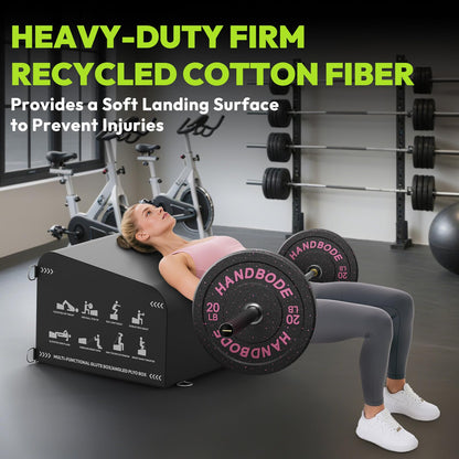 HANDBODE Hip Thrust Bench, Multi-Functional Slip-Free Hip Thrust Machine for Glute Bridge, Box Jump, Push-Ups, Squat, Ab Exercise, Suitable for Home & Gym, Includes 6ft Olympic Bars