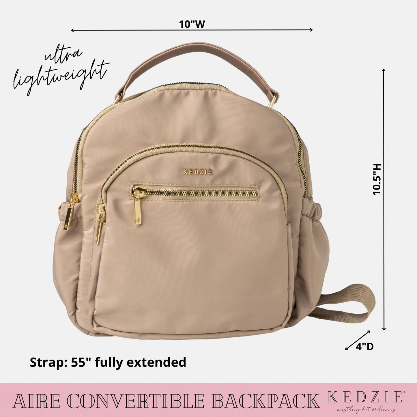 KEDZIE Aire Convertible Backpack Purse Fashion Crossbody Carry On Bag for Women - Navy