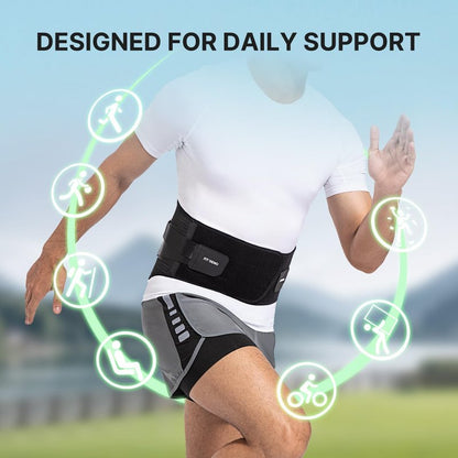 Fit Geno Back Brace for Lower Back Pain Men & Women: Adjustable Lumbar Support Brace for Pain Relief - Breathable Waist Belt for Comfort - L/XL