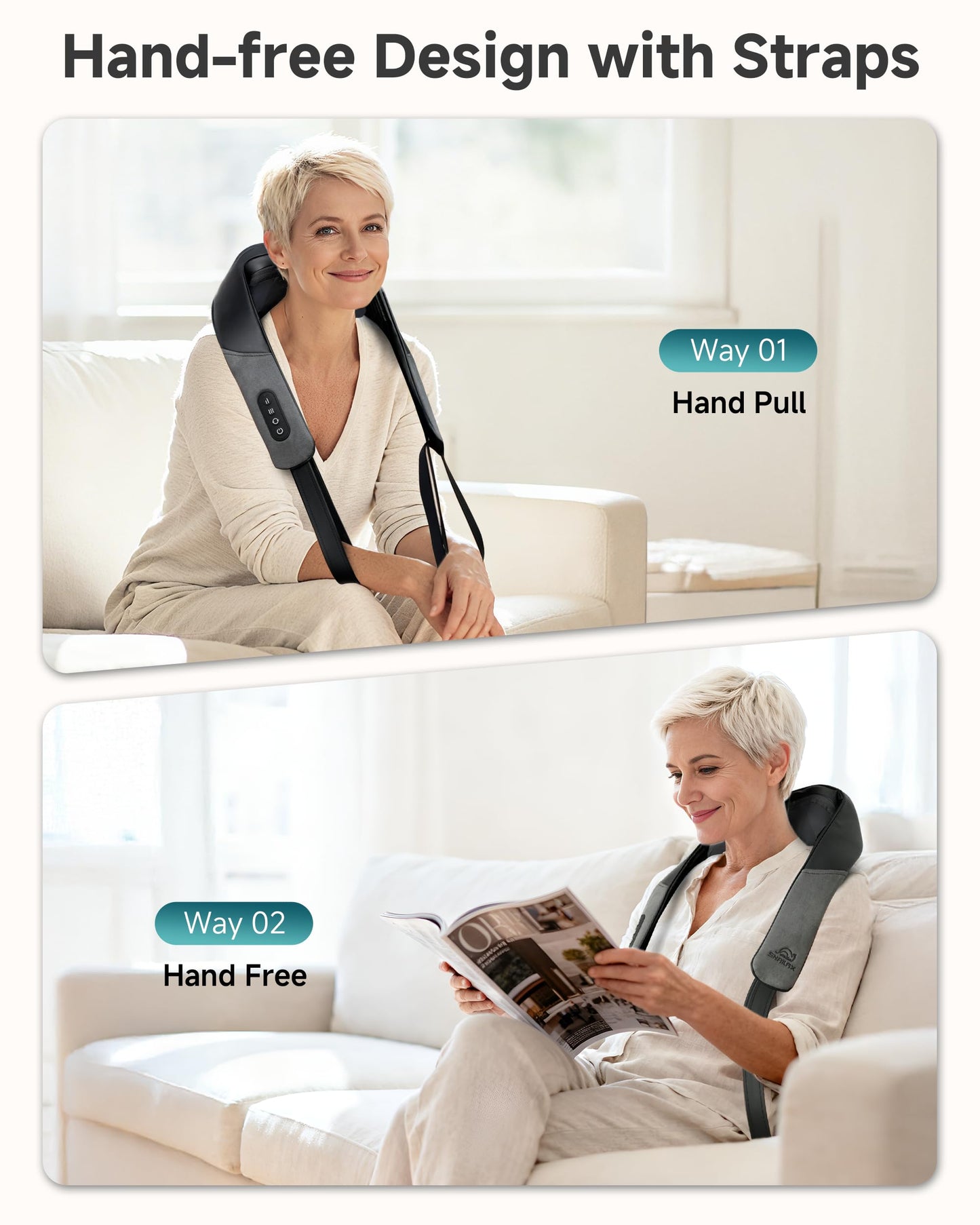 Snailax Neck Massager for Pain Relief Deep Tissue, Neck Massage with Heat, Cordless Massager for Back and Shoulder Pain, Deep Kneading Back Massager, Gift for Mom Dad