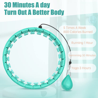 OurStarry 34 Knots Weighted Workout Hoop Plus Size, Smart Waist Exercise Ring for Adults Weight Loss (34 Knots Green)