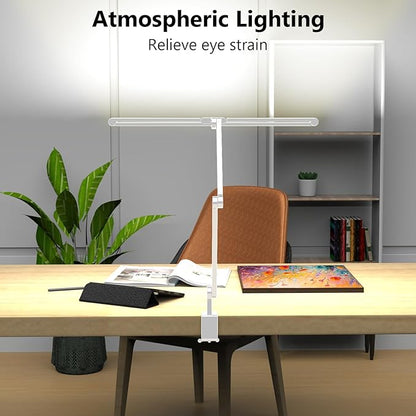 36W Ultra Bright Architect Desk Lamp with Clamp, Tall Overhead Rotatable Led Desk Light for Home Office, 47Inch Long Adjustable Monitor Light Bar with Remote for Computer Screen Desktop Table
