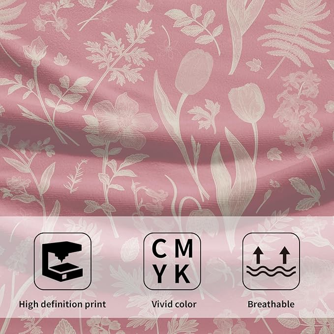 Pink Spring Floral Hand Towels for Bathroom Set of 2 Flower Leaves Vintage