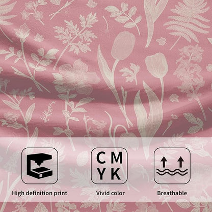 Pink Spring Floral Hand Towels for Bathroom Set of 2 Flower Leaves Vintage