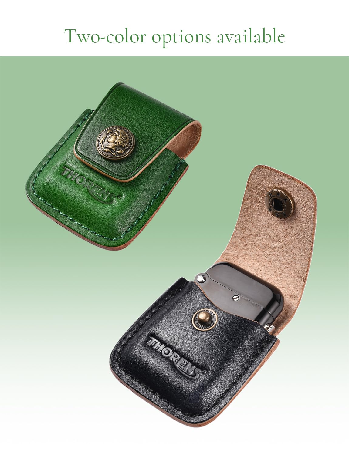 Thorens Lighter Accessory - Handcrafted Premium Leather Lighter Case - Charcoal Black