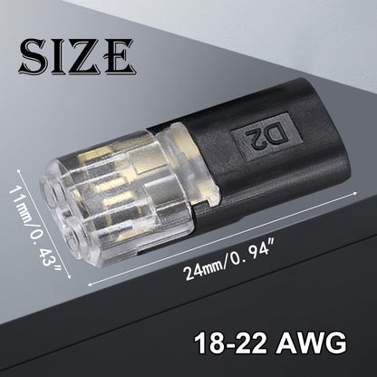 Double Wire Lock-Grip Connector, 2 Pin LED Light Strip Connector with Locking Buckle - No Stripping or Cutting Required (20PCS)