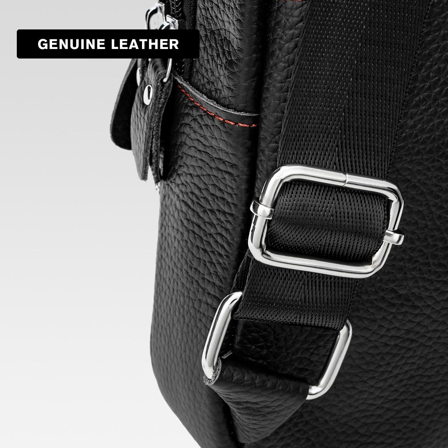 molshine Genuine Leather Sling Crossbody Bag,Fashion Chest,Casual Shoulder Bag for Men Women Work Travel Cycling HB024 (Black)