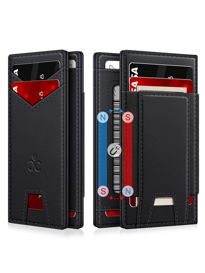Wallet for Men Slim Leather Wallets for 9-13 Cards, RFID Blocking Thin Card Holder Wallet with ID Window & Stretchable Cash Slot, Minimalist Bifold Small Wallet for Front Pocket, Birthday Gift for Men