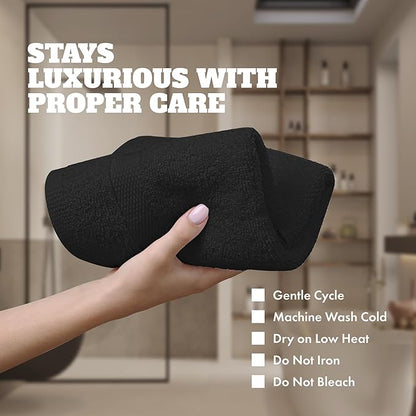 White Classic Wealuxe Black Washcloths 24 Pack