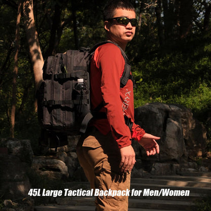 R.SASR Black Tactical Backpack, Military Backpack, Molle Backpack (Black-2.0)