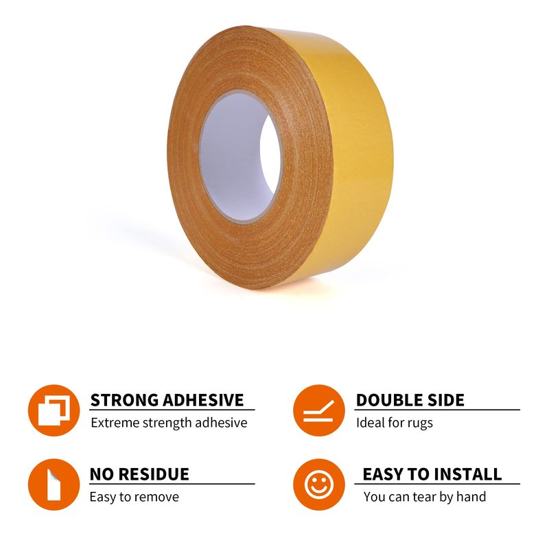 TAPEBEAR Heavy-Duty Double Side Carpet Tape, Carpet Tape for Rug, Wood, Floor, Residue-Free Rug Tape, Multipurpose Gripper Non Slip Tape, 2inch X 40yard