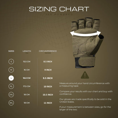 J.A.G. Half Finger Tactical Gloves for Men - Leather Hard Knuckle Sports Padded Glove for Cycling, Hiking, Combat, Hunting, Motorcycle Gloves (Olive Green, Large)
