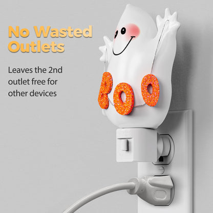 DORESshop Halloween Night Light Plug in, Ghost Night Lights Plug into Wall, Plug in Nightlight with 360° Rotatable, Cute & Funny Halloween Party Decorative for Adults,Kids,Gift, Pocky Decor,1 Pack