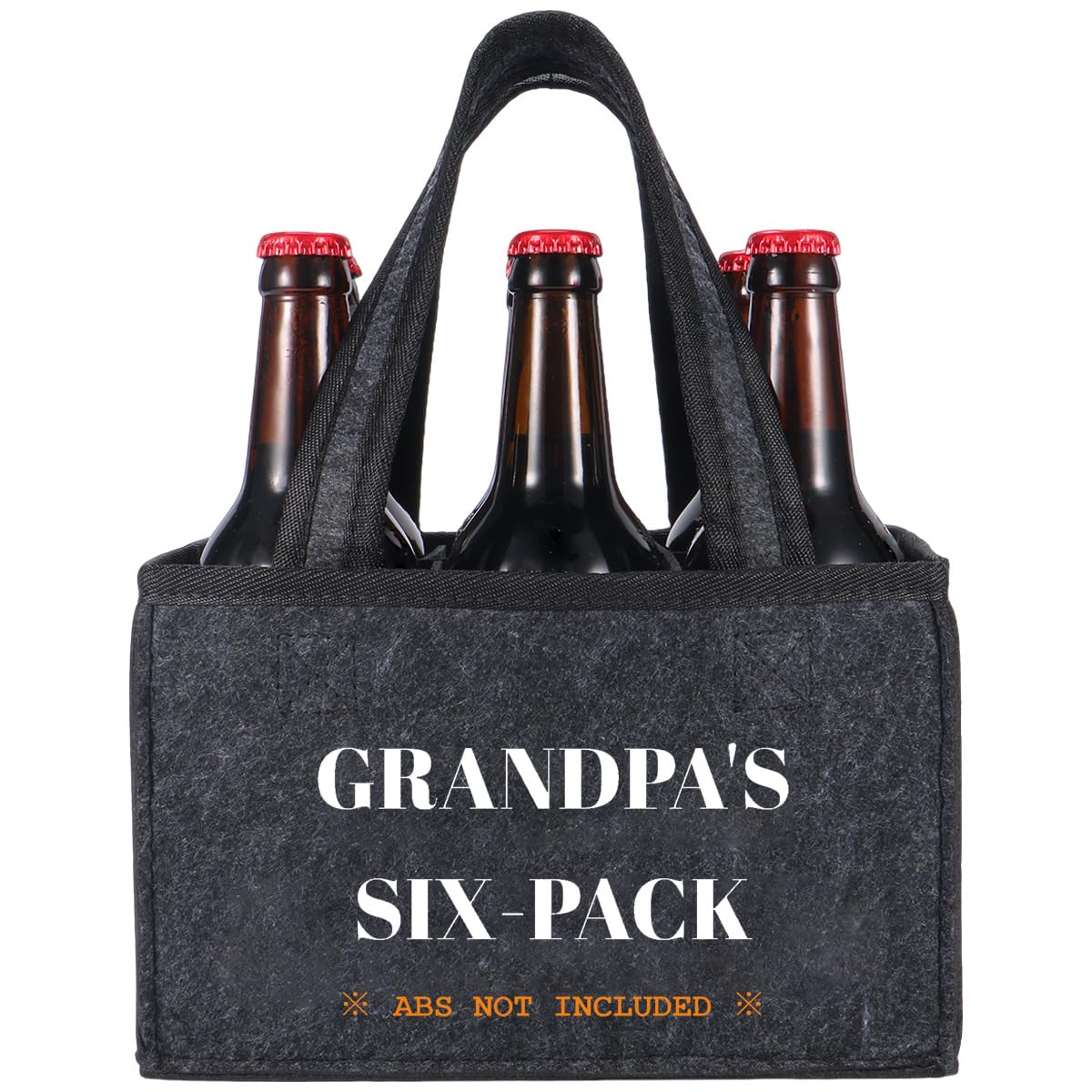 Funny Gifts for Grandpa, Grandpa Beer Carrier Felt Bottle Tote, Father’s Day Birthday Gift for Dad, Reusable Drink Caddy for Camping, BBQ, Picnic, and Party