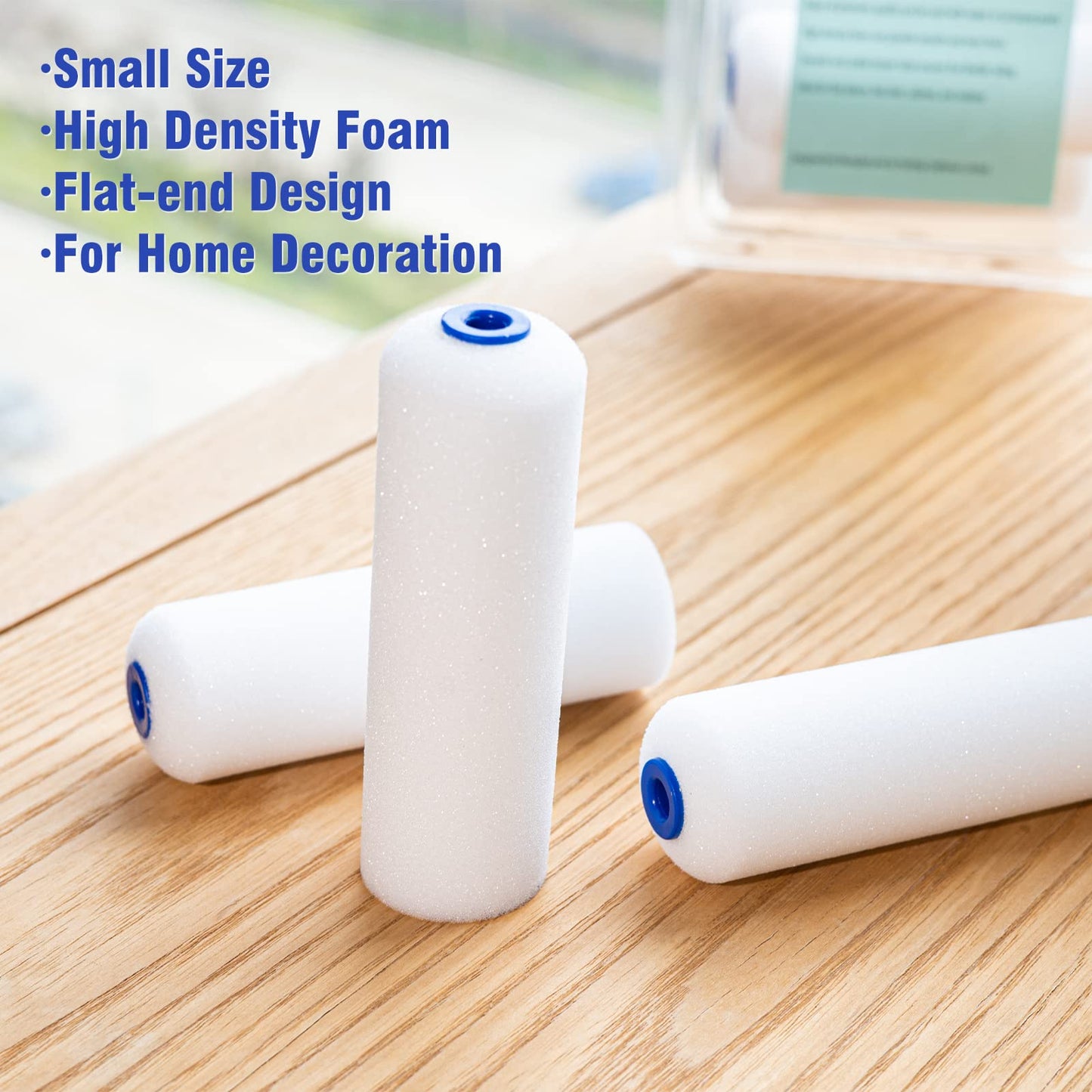 Mister Rui Foam Paint Roller, 4 inch Paint Roller 8 Pack, Small Paint Roller, High Density Foam Paint Roller Tray and Liner Set, Sponge Rollers for Painting and Staining
