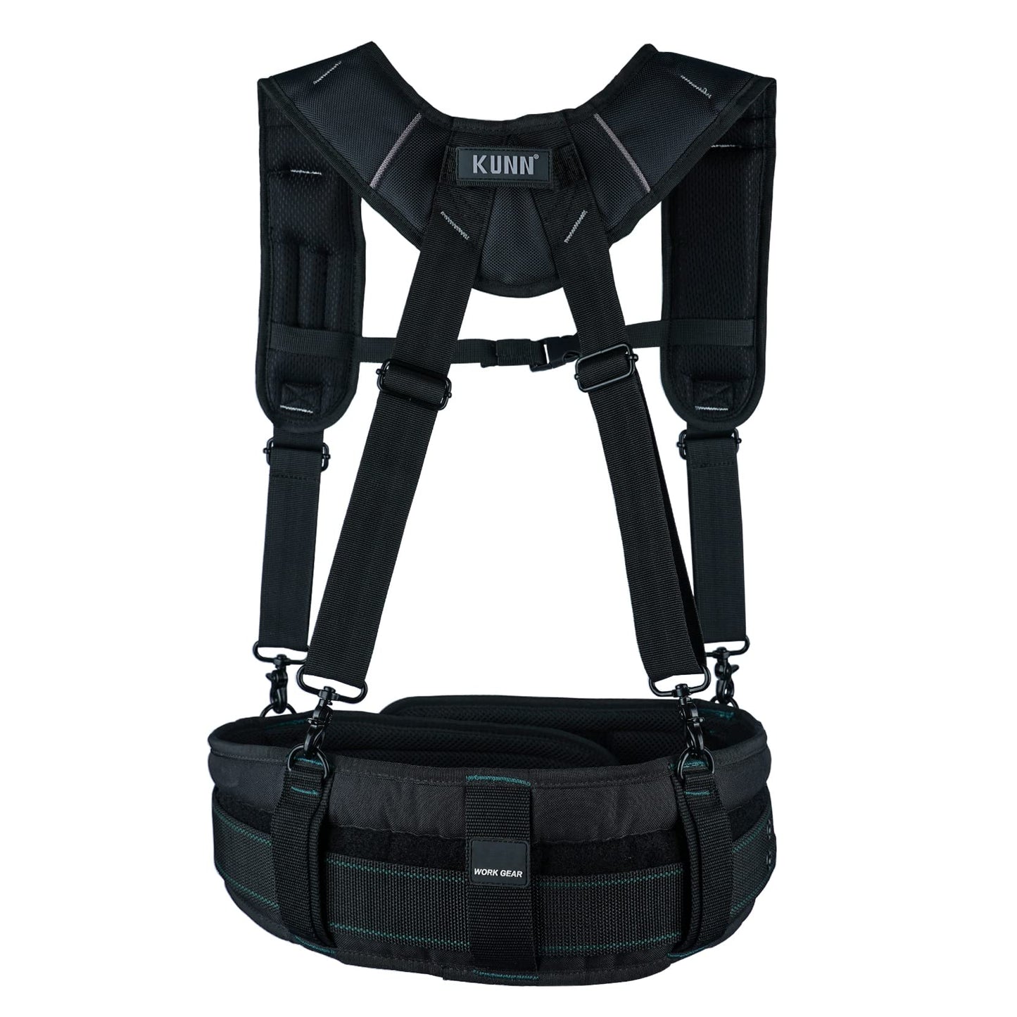 KUNN Tool Belt Suspenders Padded Carpenter Construction Electrician Work Suspender with Attachment Loops for Men,Black