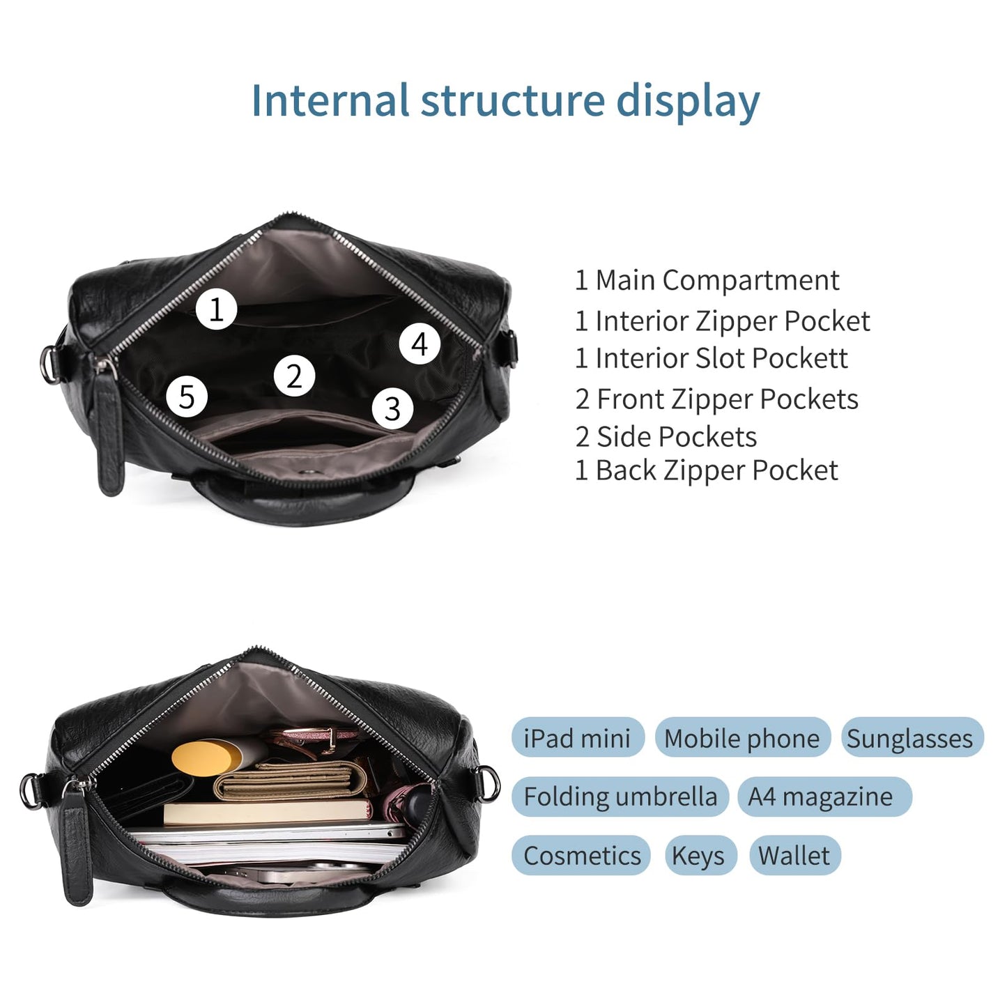 GAEKEAO Backpack Purse for Women PU Leather Anti-theft Backpack Ladies Convertible Large Travel Designer Fashion Shoulder Bag