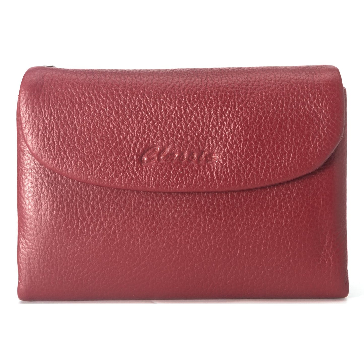 DAMAIKE Wallet for Women [Genuine Leather] [Magnetic Closure], Large Capacity Female Ladies Bifold Wallet Card Holder, ID Window, Zipper Coin Pockets (Burgundy)