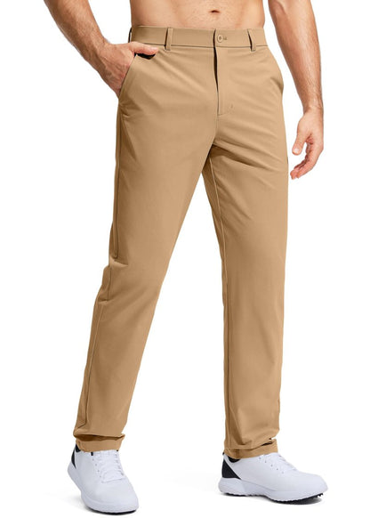 Pudolla Men's Golf Pants Mens Dress Pants Stretch Work Pants 30 Lightweight Quick Dry Slacks Casual Trousers with Pockets(Dark Khaki 38Wx30L)