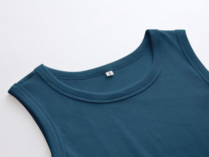 ANRABESS Womens Sleeveless High Neck Tank Tops Fashion Summer Casual Basic Slim Fit Ribbed Racerback Top Shirt Clothes Lake Blue-X-Small