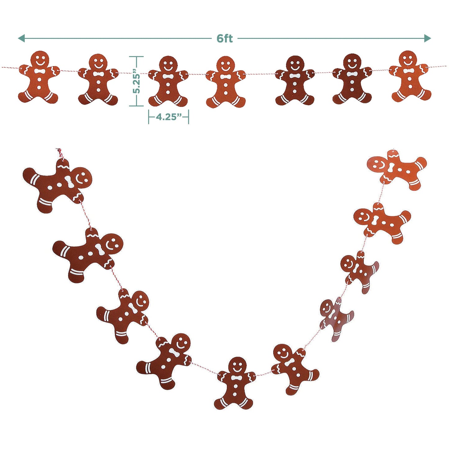 HOME & HOOPLA Gingerbread Man Shaped Paper Dessert Plates, Napkins, Cups, Table Cover, and Hanging Garland for Christmas Holiday and Winter Parties (Serves 16)