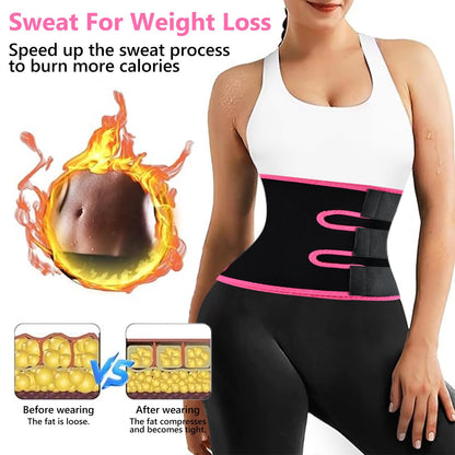 AMZBOSS Waist Trainer for Women Lower Belly Fat, Waist Sweat Band for Women, Belly Band Sweat Belt, Stomach Wrap with Pocket (Pink, X-Large)