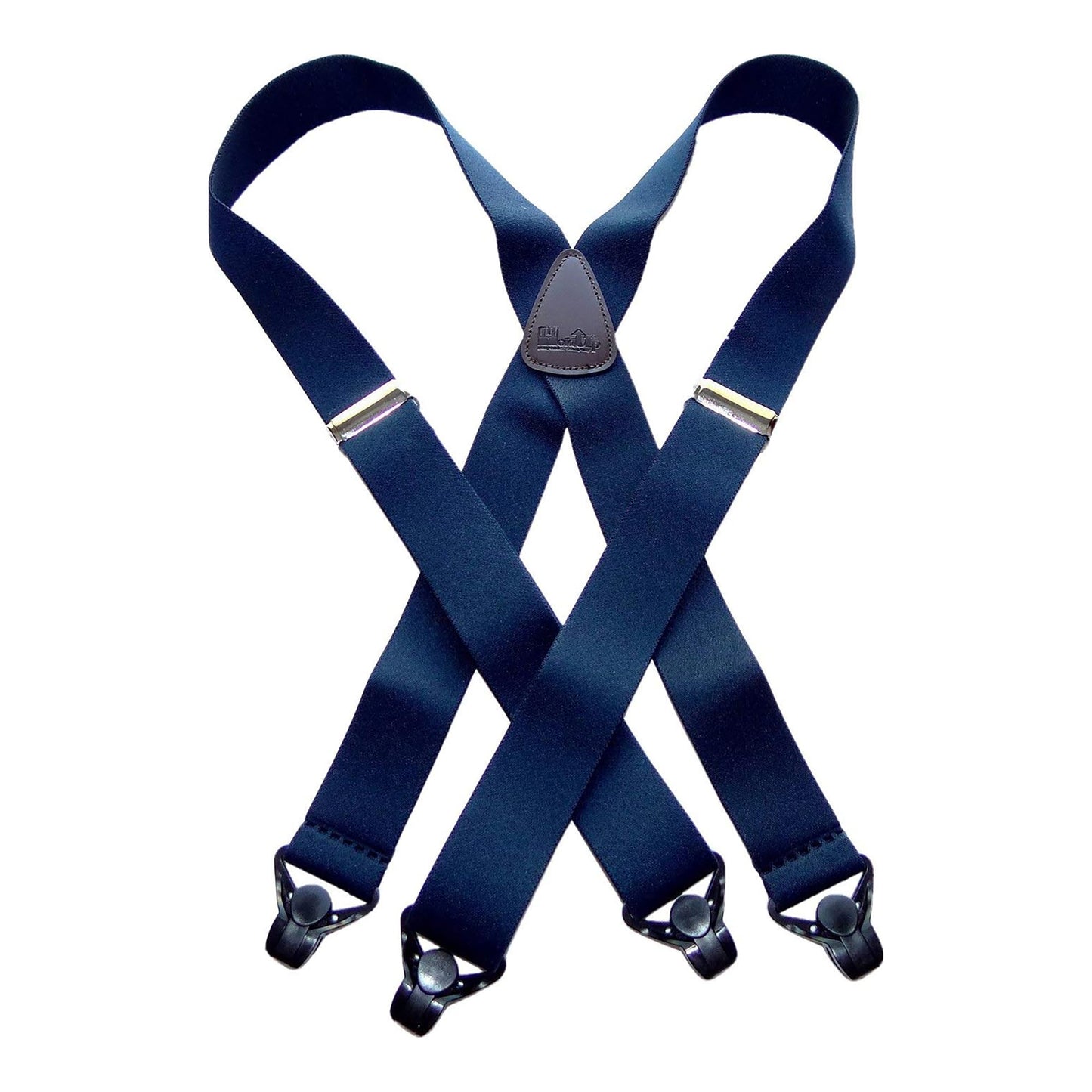 Holdup Ski-Ups Blue 1 1/2" Suspenders for Men with USA Patented Black Composite Plastic Gripper Clasps