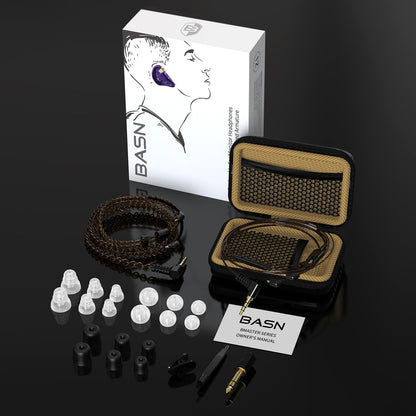 BASN Triple Driver in Ear Monitors Bmaster in-Ear Headphones with Silver-Plated MMCX Cable Ideal Earphones for Musicians Sound Engineers and DJs (Violet)