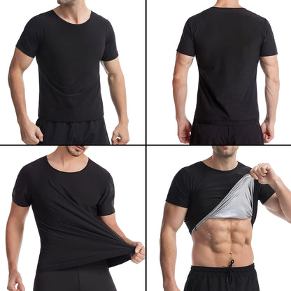 Sauna Shirt for Men Short Sleeve Mens Sauna Suit Sweat Body Shaper Compression Vest Gym Exercise Top