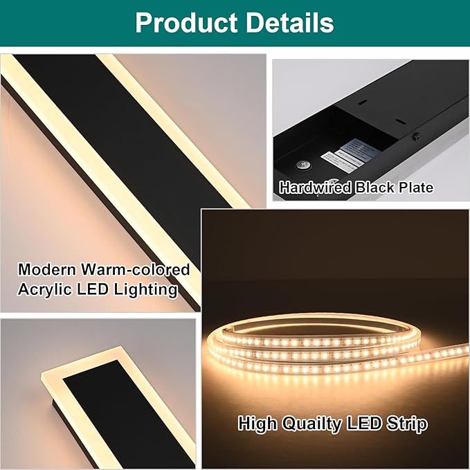 2 Pack Modern Outdoor Long Wall Lights Fixture,40 inch Outdoor LED Wall Sconce Light,Dimmable Outside Wall Led Linear Lights,Exterior Lighting Fixtures for Garage,Porch,Patio,Front Door