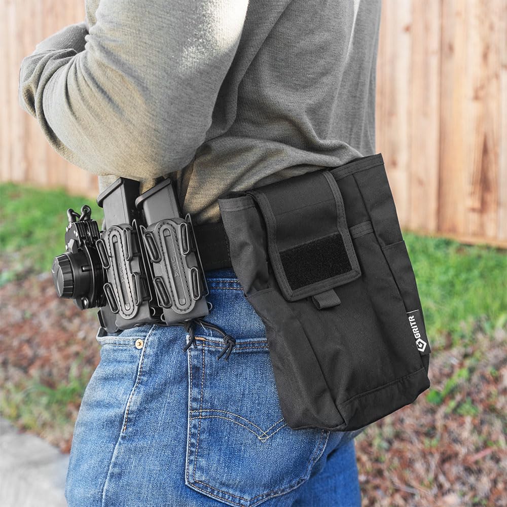 GRITR Molle Dump Pouch, Tactical Duty Utility Belt Pouch, Roll Up Foldable Dump Bag for Shooting, Hunting, Camping