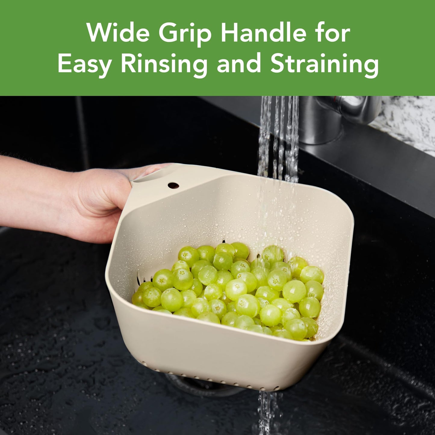 Tovolo Tovolo 3 Quart Colander BPA Free Food Safe Plastic Strainer with Handle Heavy Duty Heat Resistant Pasta and Veggies Kitchen Drainer Steam Basket Dishwasher Safe, Charcoal Gray