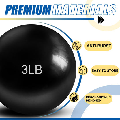 Halloscume 4 Pcs 1 lb 2lb 3lb 4lb 5lb Weighted Toning Balls for Exercise, Innovations Soft Medicine Balls for Exercise, Pilates, Yoga, Balance, Flexibility (Black,2 Lbs & 3 Lbs)