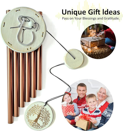Tree of Life Memorial Wind Chimes, 33" Engraved Sympathy Gifts for Loss of Loved One, Home Yard Garden Decor (Copper)