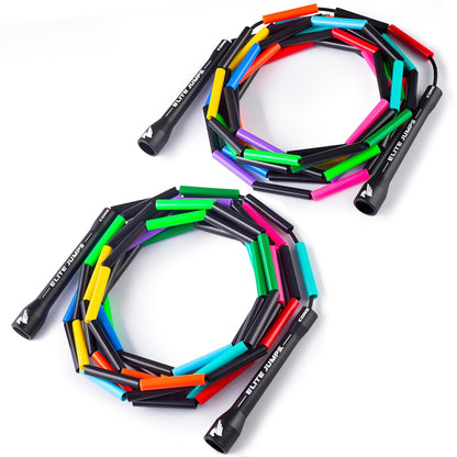 Elite Jumps Double Dutch Jump Rope 14ft, 2 Pack | 2" Beaded Double Dutch Jump Rope for Adults & Kids | Made with Unbreakable Handles and Shatterproof Beads