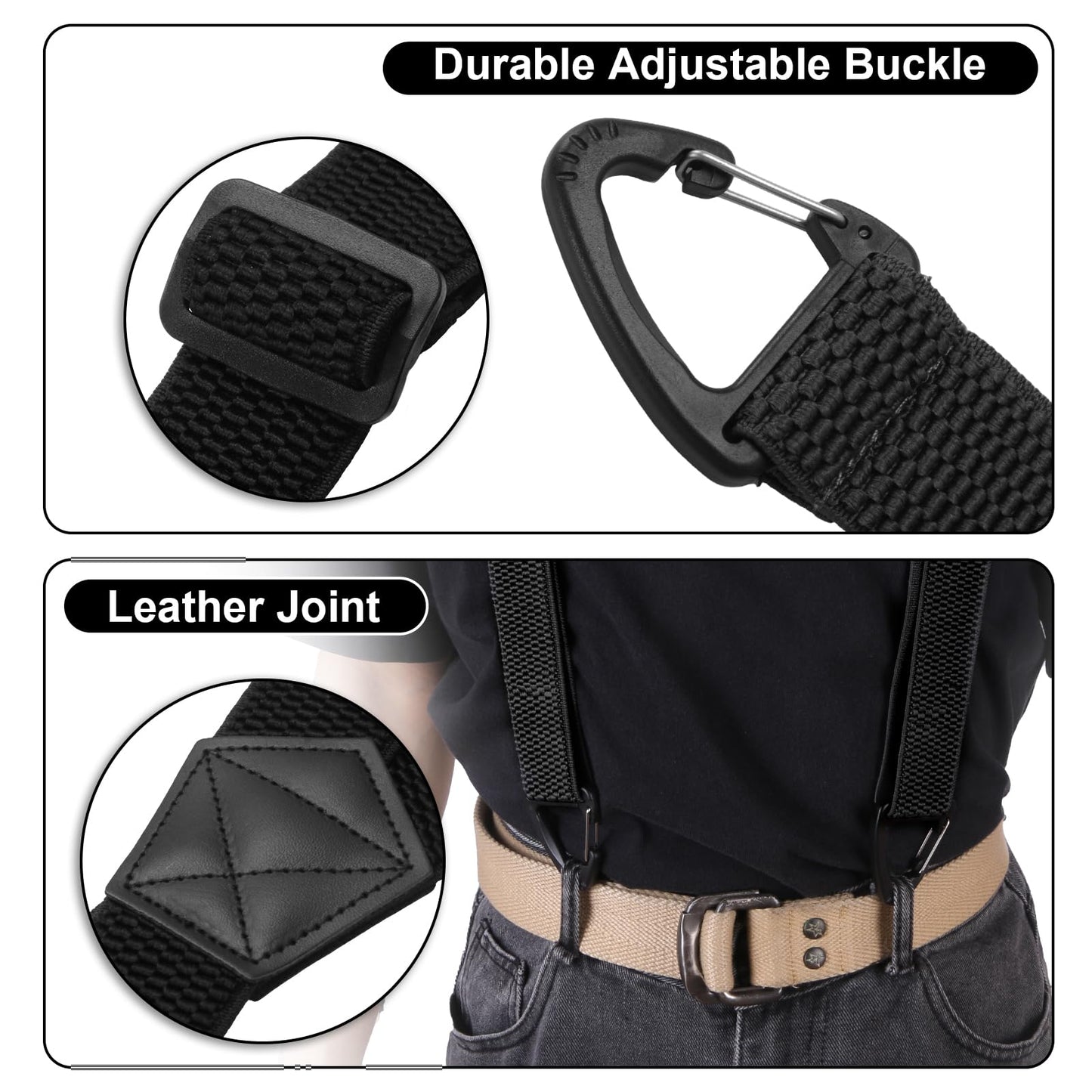 Oppeeye 2 Pcs X Back Hidden Suspenders for Men, 1.5 Inch Heavy Duty Under Clothing Suspenders with Adjustable Clips