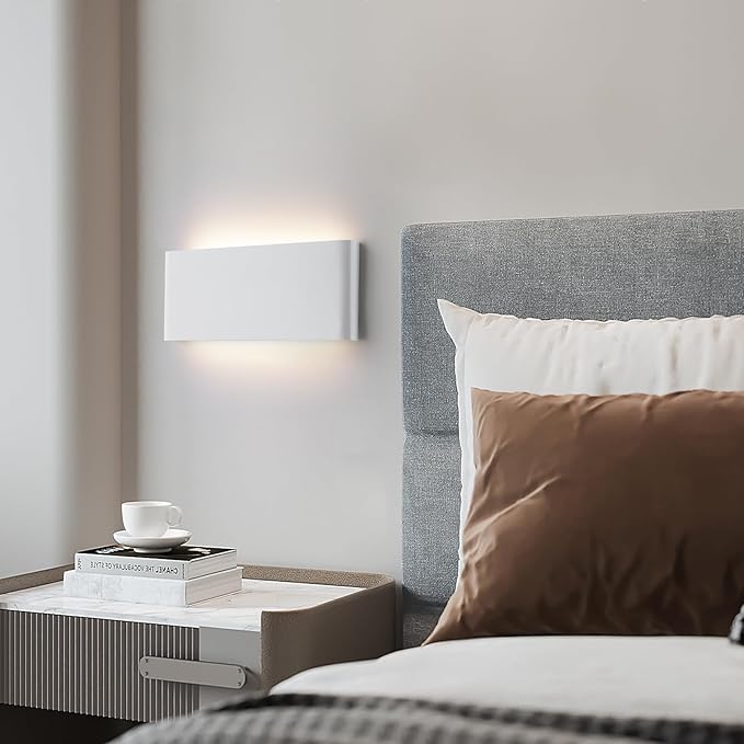 Mille Luckiole 11 Inch Hallway LED Wall Light,Dimmable 3000K-6500K 5 Color Selectable,Modern LED Sconce Wall for Stairwell,Bedroom,and Bathroom Vanity Mirror,15W White 4Pack Up and Down Led Wall Lamp