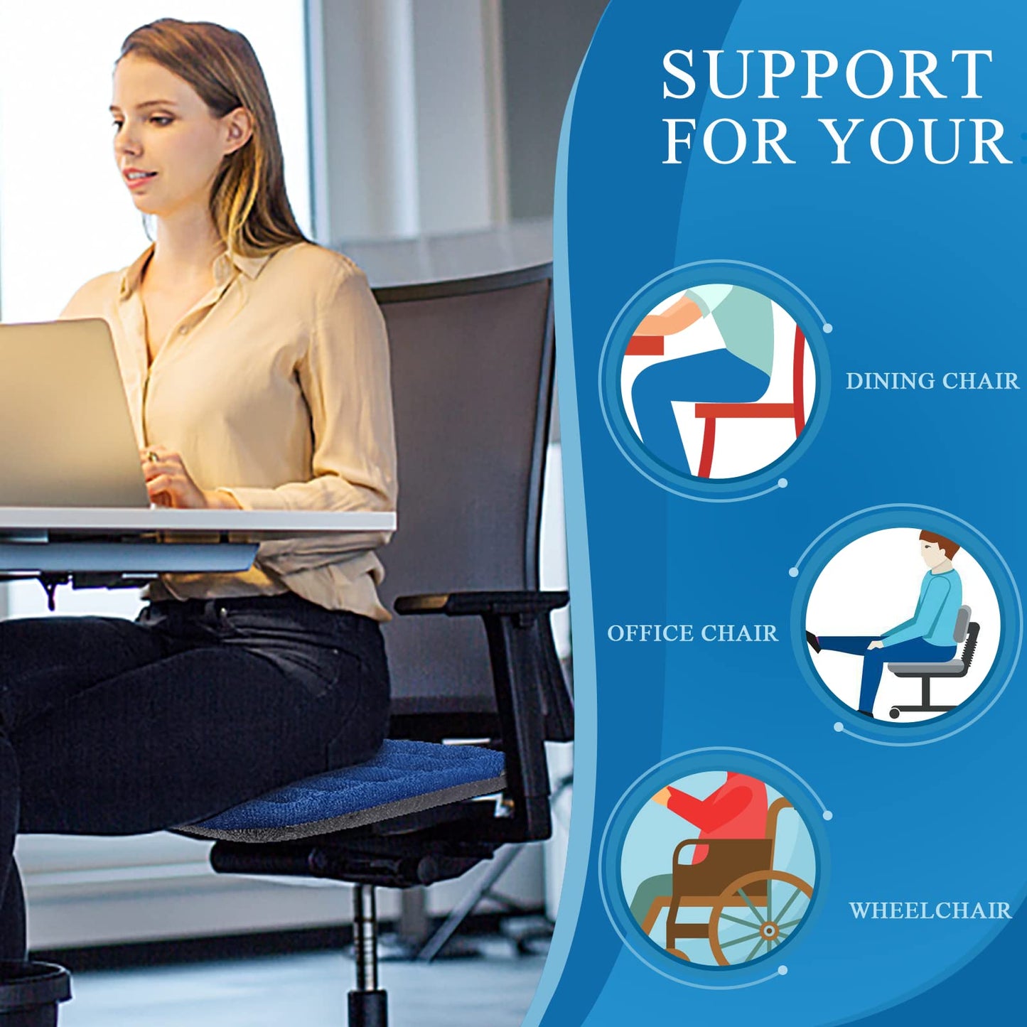 SINOSSO Excellent Support Effect Office Chair Cushion 1 Pack, Luxury Air Mesh Breathable Non-Slip Desk Computer Seat Cushion, Kitchen Dining Room Square Chair Pad (1 Count, Grey)