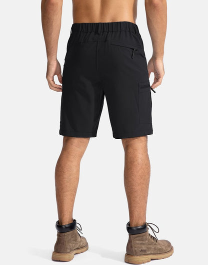 Pudolla Men's Hiking Cargo Shorts 9" Lightweight Outdoor Work Shorts for Men Travel Golf Camping Casual with 5 Zipper Pockets(Black X-Large)