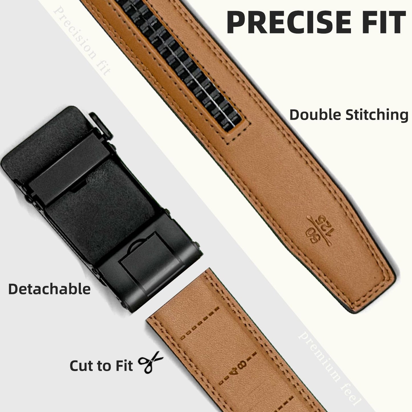 QVGFCTB Ratchet Belts for Men - 2 Pack Leather Belts for Men, Easy to Slide, Adjustable, Gift for Him, Dress&Casual (1 3/8") (Black & Brown, 38"-44" Waist Adjustable)