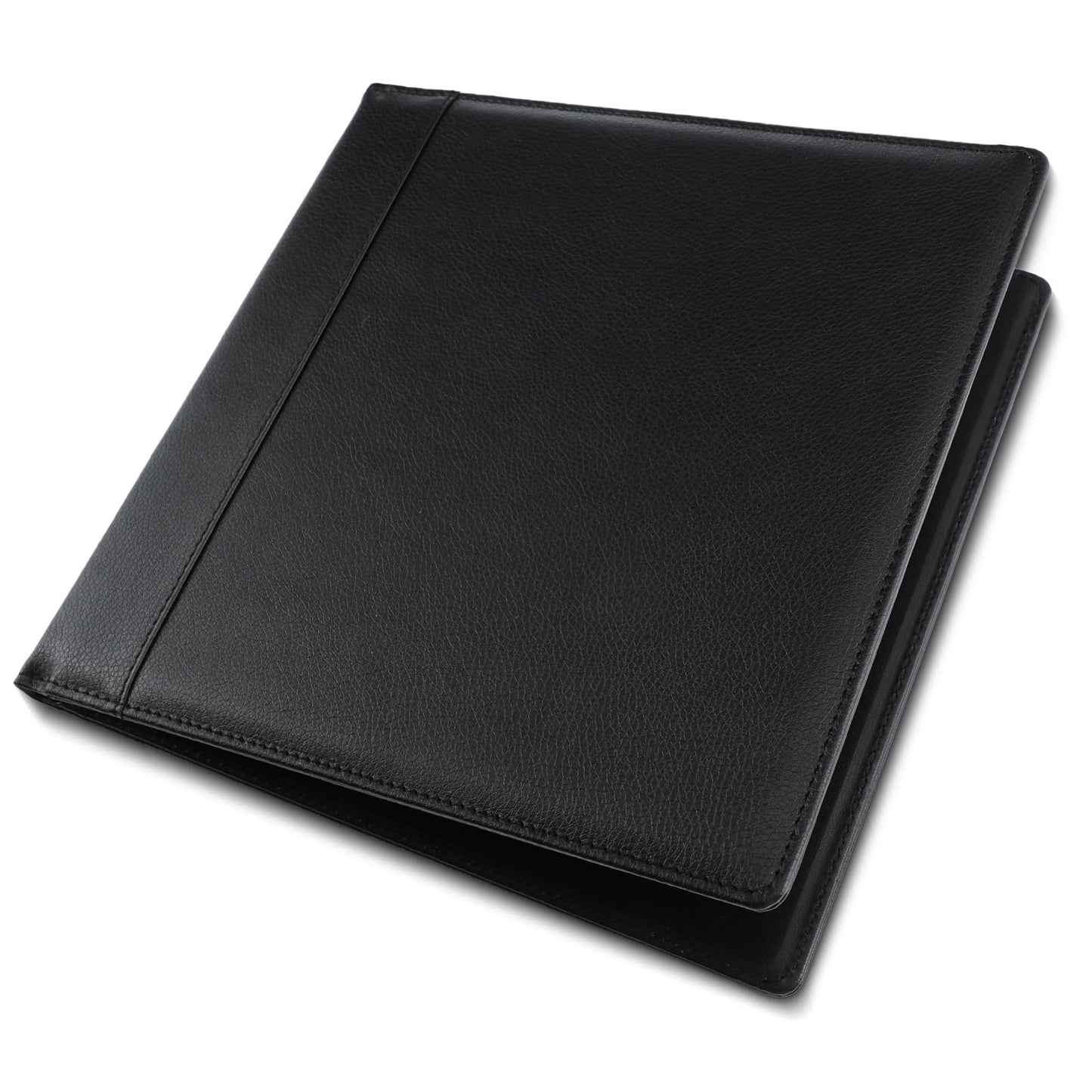 LemonSecret Leather Checkbook Cover 9 1/2 x 9 Inch Business Checkbook Binder 3-On-A-Page Black Executive Check Binder for Business Personal Banking