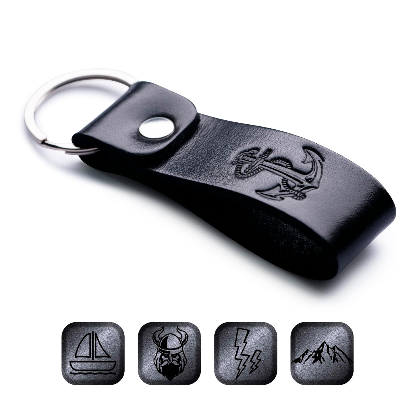 MAGOR Leather Keychain Favorite for Men, Keyring Gift for Women & Men, Birthday & Anniversary, Full Grain Leather (Who's There) (Anchor)