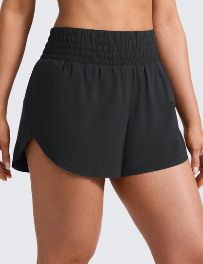 CRZ YOGA Split Dolphin Running Shorts 2.5" Black Medium