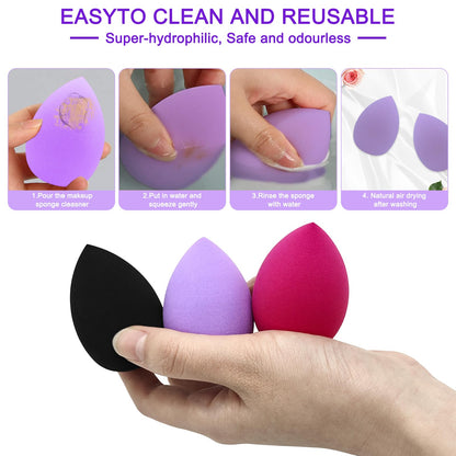 6+6 Professional Makeup Sponge Set,2.76 inch Portable Soft Sponge Setting Face Puffs,Multicolor Makeup Blending Sponge Cosmetic Applicator for Loose Powder,Liquid,Facial Makeup Tools（Pink)