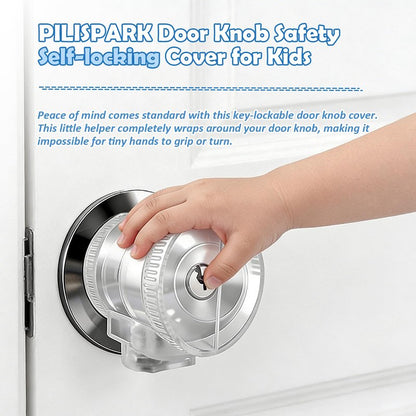 PILISPARK Door Knob Safety Self-locking Cover for Kids, 1 Pack,Prevent Childproof Opening,Easy Install&Use,Child Safety Guards & Locks for Standard Round Knobs