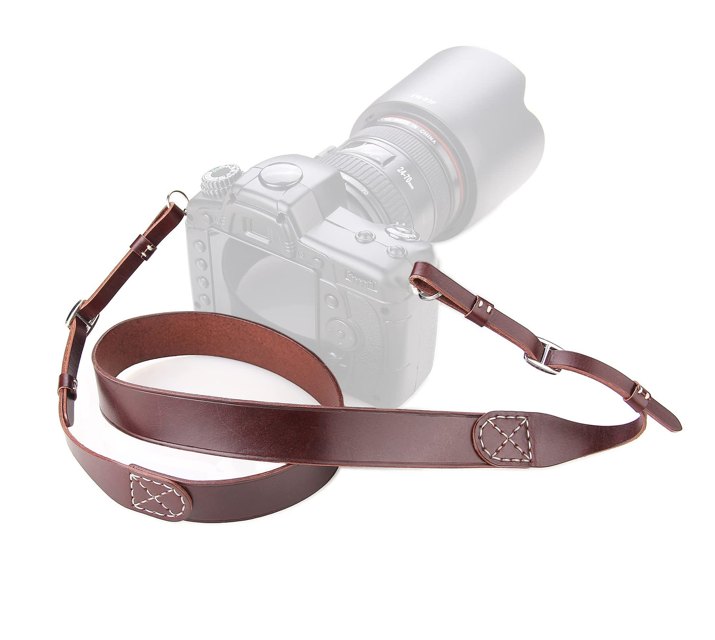 MY MEMORY Handmade Genuine Leather Camera Strap,Adjustable Camera Neck Shoulder Strap for All SLR and DSLR-Dark Brown