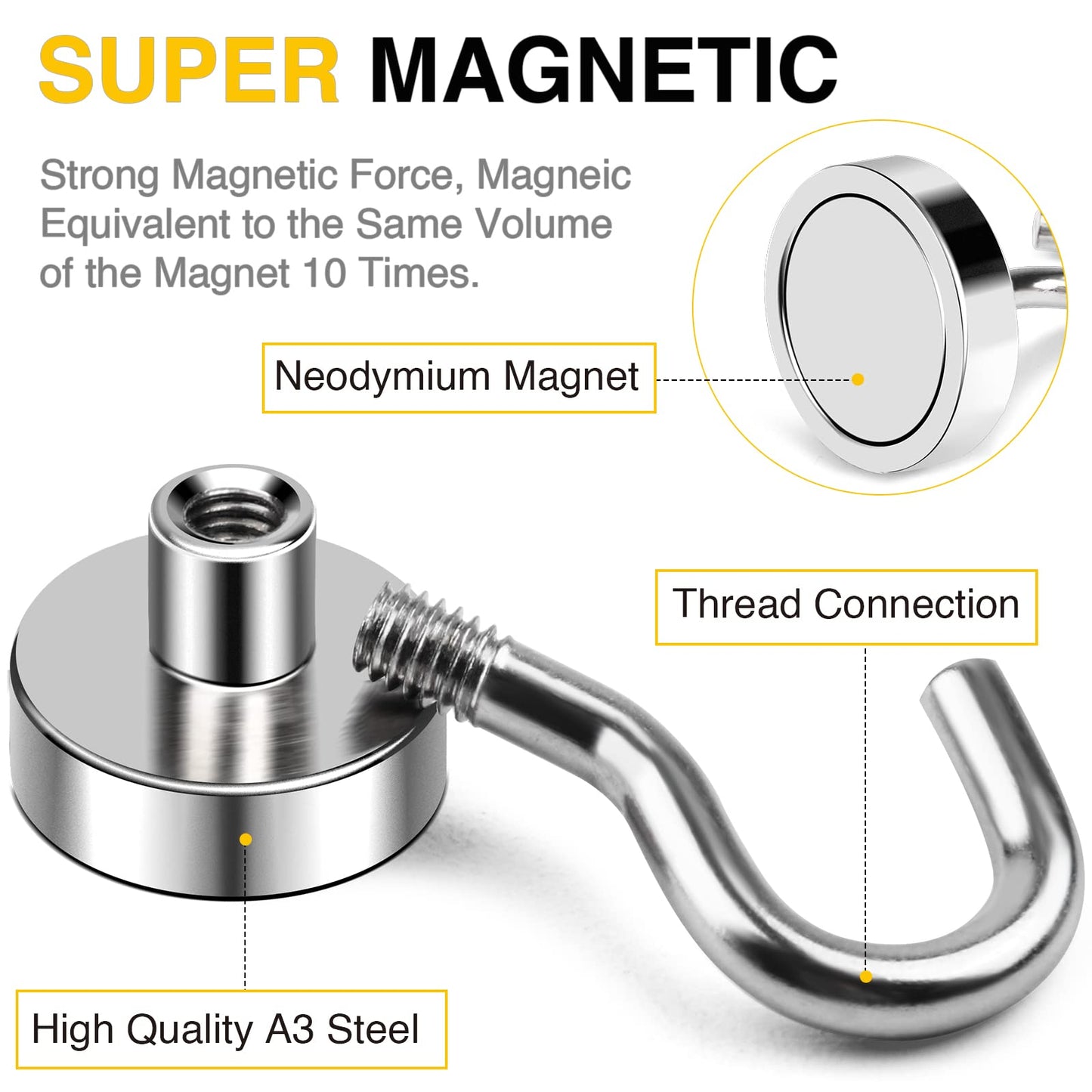 DIYMAG Magnetic Hooks, Strong Magents10 Pack 30lbs for Cuise Cabins Ship